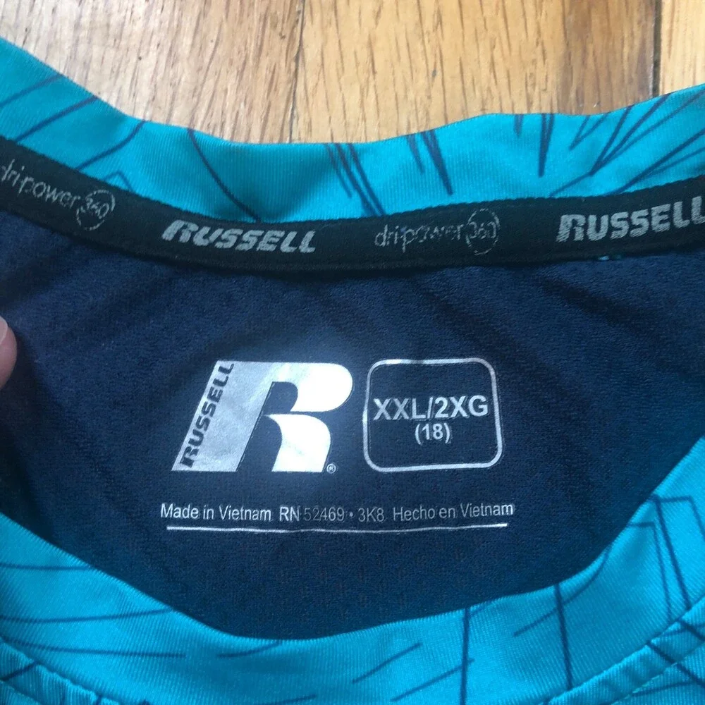 Athletic‎ Shirt Girls XXL 2XL Blue Dri Power Russell Youth